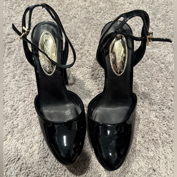 Express Glossy Black Women's Heels - Picture 1 of 4